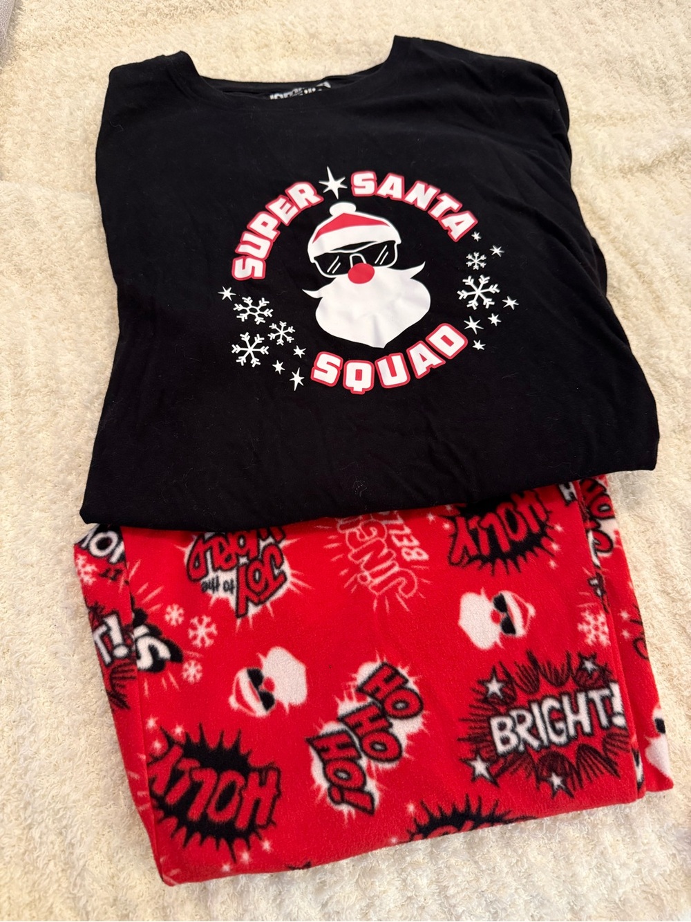 Men's medium Black & Red 'Super Santa Squad' Holiday Pajama Set